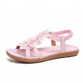 thumbnail image 5 of Fashion Casual Ladies Round Toe Flat Sandals Floral Embellished Back Elastic Band Design Spring Summer Daily Versatile Footwear Pink 7.5(40), 5 of 9