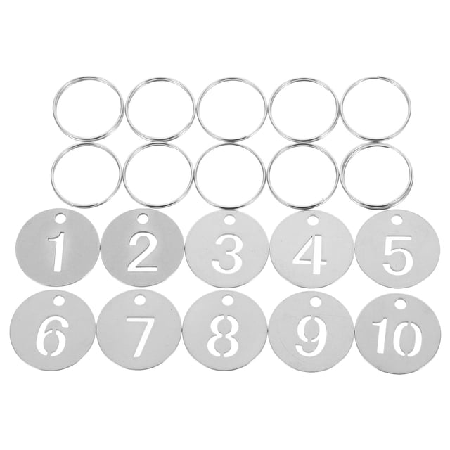 Shisuyan 10pcs Number Key Tags Stainless Steel Numbered Tags Number Id Tags Round Metal Key Tags With Rings Coat Check Tags Identifiers Key Label For House Lockers Dormitory Keys