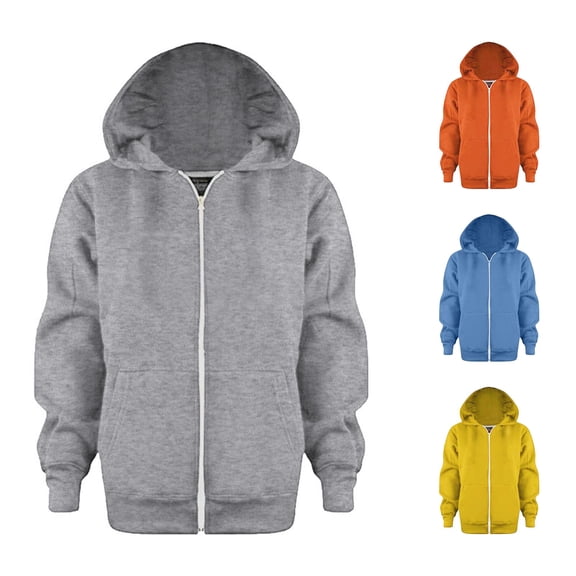 LIIPEE Zip Up Hoodies For Boys Long Sleeve Fashion Solid Color Hooded Sweatshirt With Pockets Kids Casual Cute Everyday Sweatshirts,9-10 Years