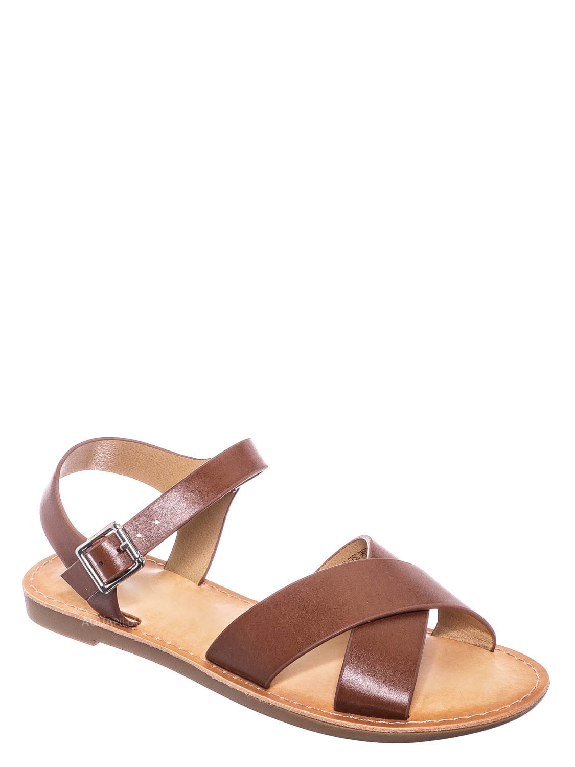 open toe flat sandals with ankle strap
