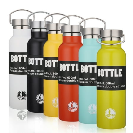 Water Bottle Carrier For Hiking KINGSO 600ml Stainless Steel Insulation Water Bottle with Metal Buckle Work Insulated Cup For Outdoor Sports, Trip, Home,Camping Hiking ()