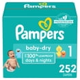 thumbnail image 1 of Pañales Pampers Baby Dry, tamaño 1, suministro para un mes (252 unidades), 1 of 8