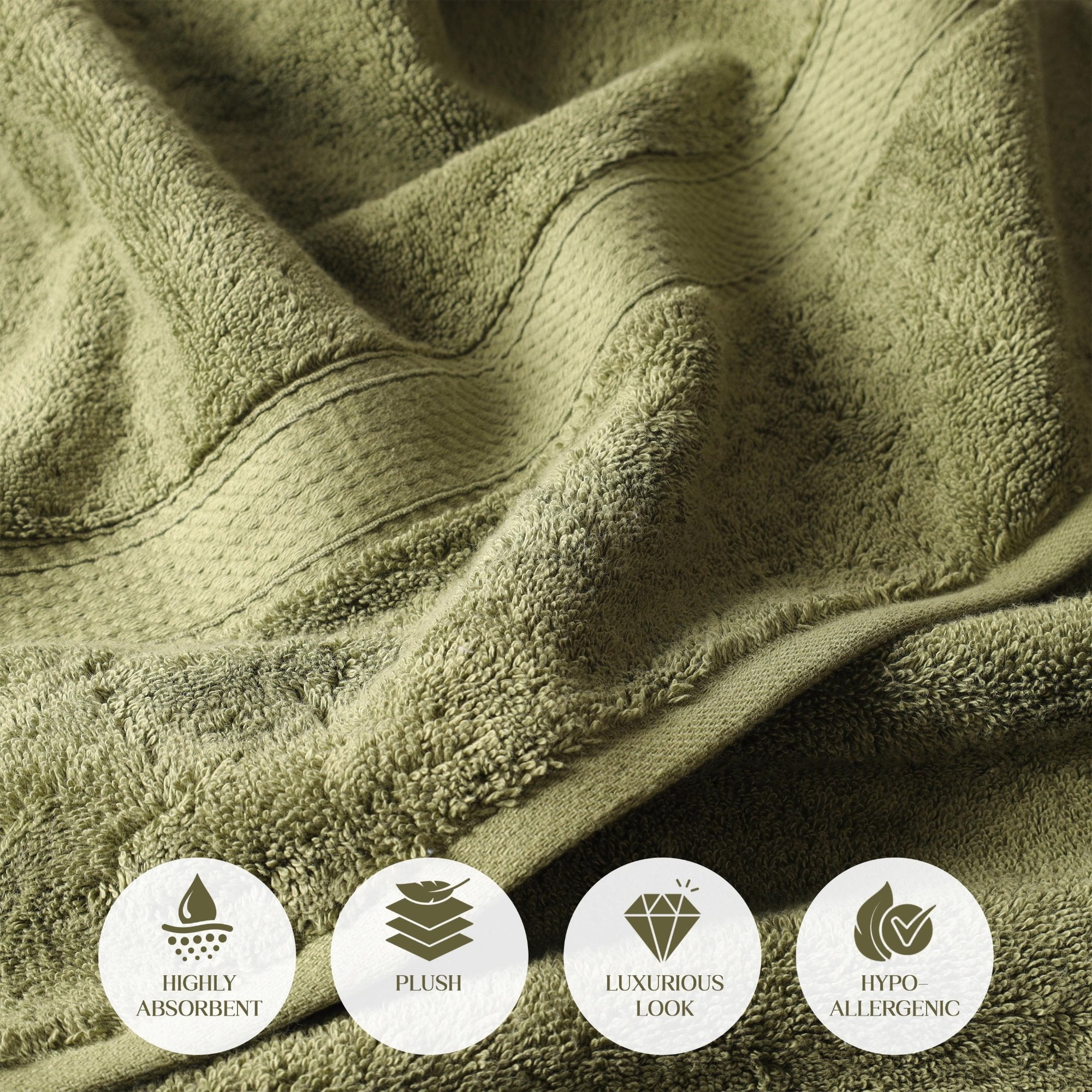 Superior Madeline Egyptian Cotton Ultra-Plush 12-Piece Towel Set, Forrest Green