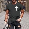 thumbnail image 3 of Rvwovn Men's Short Sleeve Crewneck T-Shirt, Summer Casual Tee with Cross Graphic Print S-2X, 3 of 5