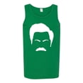 thumbnail image 2 of Wild Bobby, White Parks and Rec Fans Ron Swanson Mustache Face Silhouette, Pop Culture, Men Graphic Tank Top, Kelly, 3X-Large, 2 of 4
