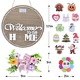 thumbnail image 2 of Interchangeable Seasonal Welcome Sign Front Door Decoration, Rustic Round Wood Wreaths Wall Hanging Outdoor, Farmhouse, Porch, for Spring Summer Fall All Seasons 12 Inch, 2 of 7
