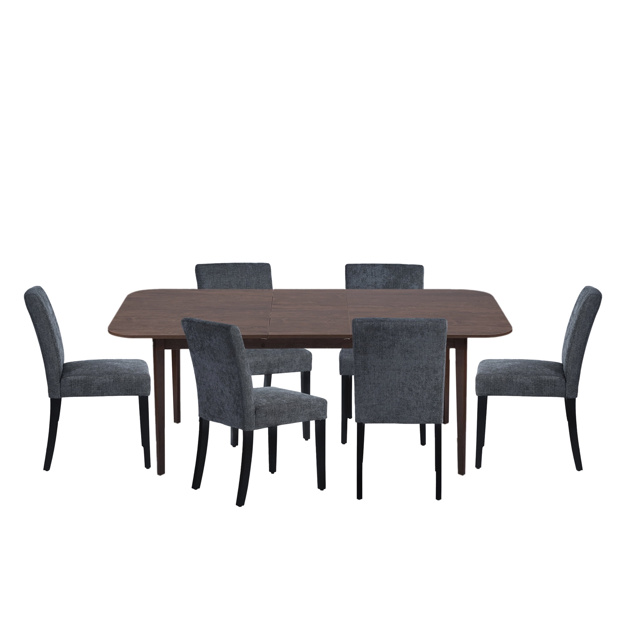 Houseinbox Farmhouse Expandable Dining Table Set for 6, Walnut and