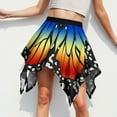 thumbnail image 2 of XIAOCHA Womens Butterfly Print Mini Skirt Asymmetrical Hem Elastic Waist Casual Festival Wear, 2 of 4