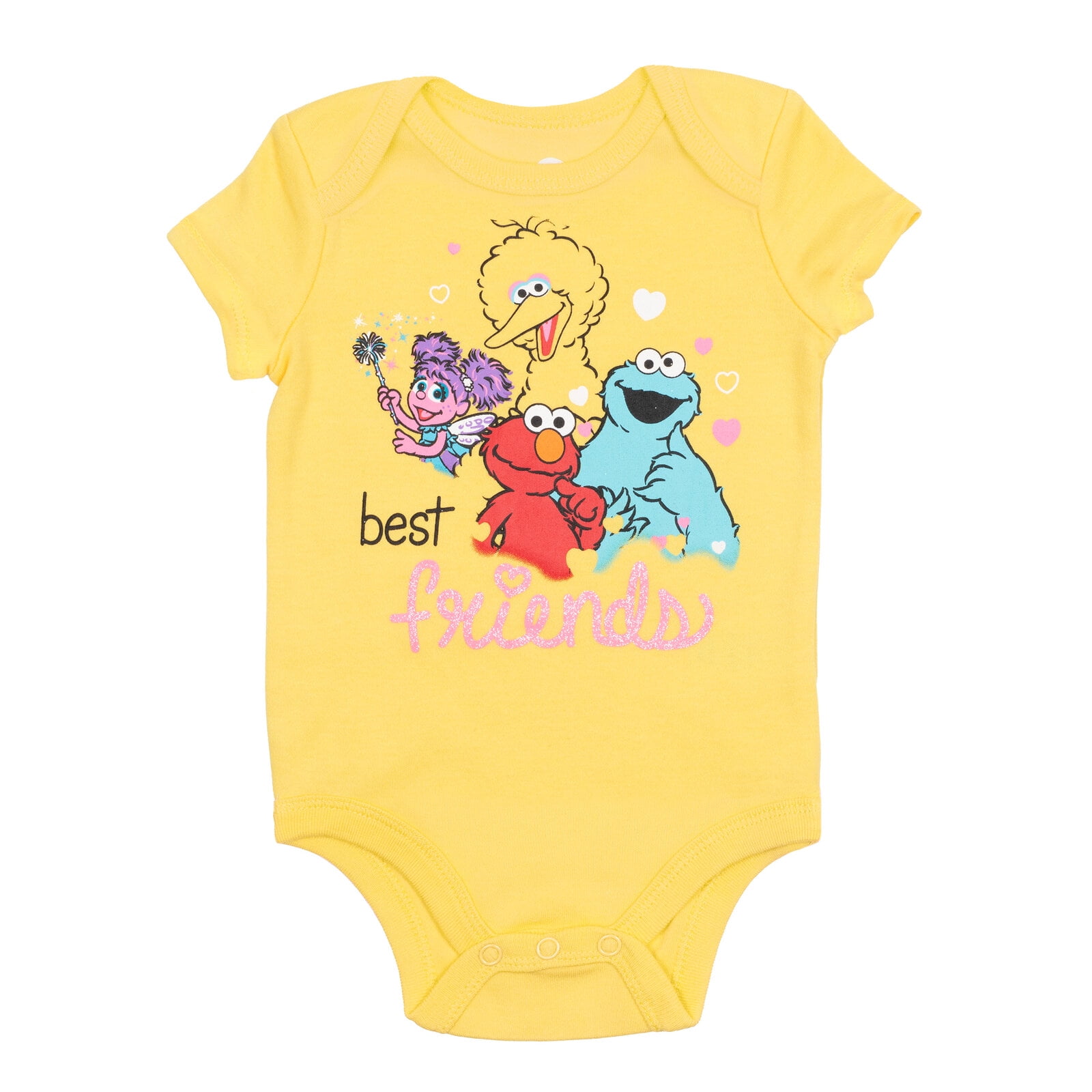 Sesame Street Elmo Cookie Monster Abby Cadabby Newborn Baby Girls 5 Pack Bodysuits Newborn to Infant