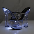thumbnail image 2 of Women's Platform Sandals Thick Heels Night Club Shoes Luminous Shoes Catwalk Pole Dance Crystal Sole 17cm LFD-10367-A24, 2 of 7