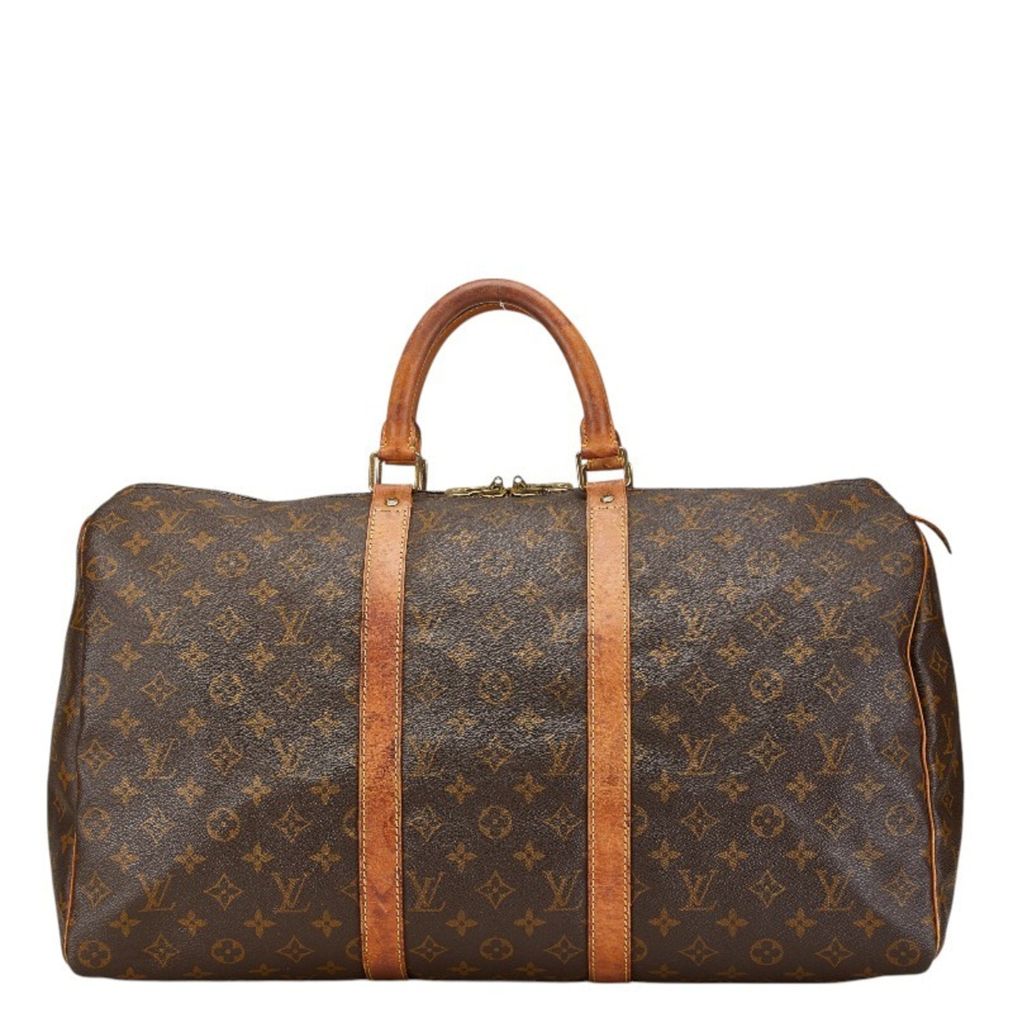 Pre-Owned Louis Vuitton Monogram Keepall 50 Boston Bag Travel M41426 Brown PVC... (Fair)