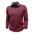 thumbnail image 5 of Yusimy Mens Spread Collar Long Sleeve Shirt Contrast Placket Button Pullover Classic Casual Golf Tennis Active Daily Wear, 5 of 6