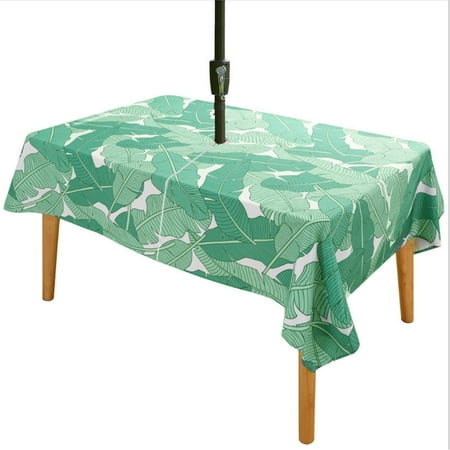 

Botanical Print Outdoor Tablecloth Water Resistant Spillproof Polyester Fabric Table Cover with Zipper Umbrella Hole for Patio Garden Tabletop Decor