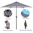 thumbnail image 5 of Parapluie de Marché de Table Extérieure de 8,6 Pi. avec Bouton Poussoir Inclinable / Manivelle, Rayures Bleues / Blanches, 5 of 5