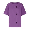 thumbnail image 4 of IROINNID Women's Summer Tops Round Neck Leisure Short Sleeve Solid Buttons Tops, 4 of 6