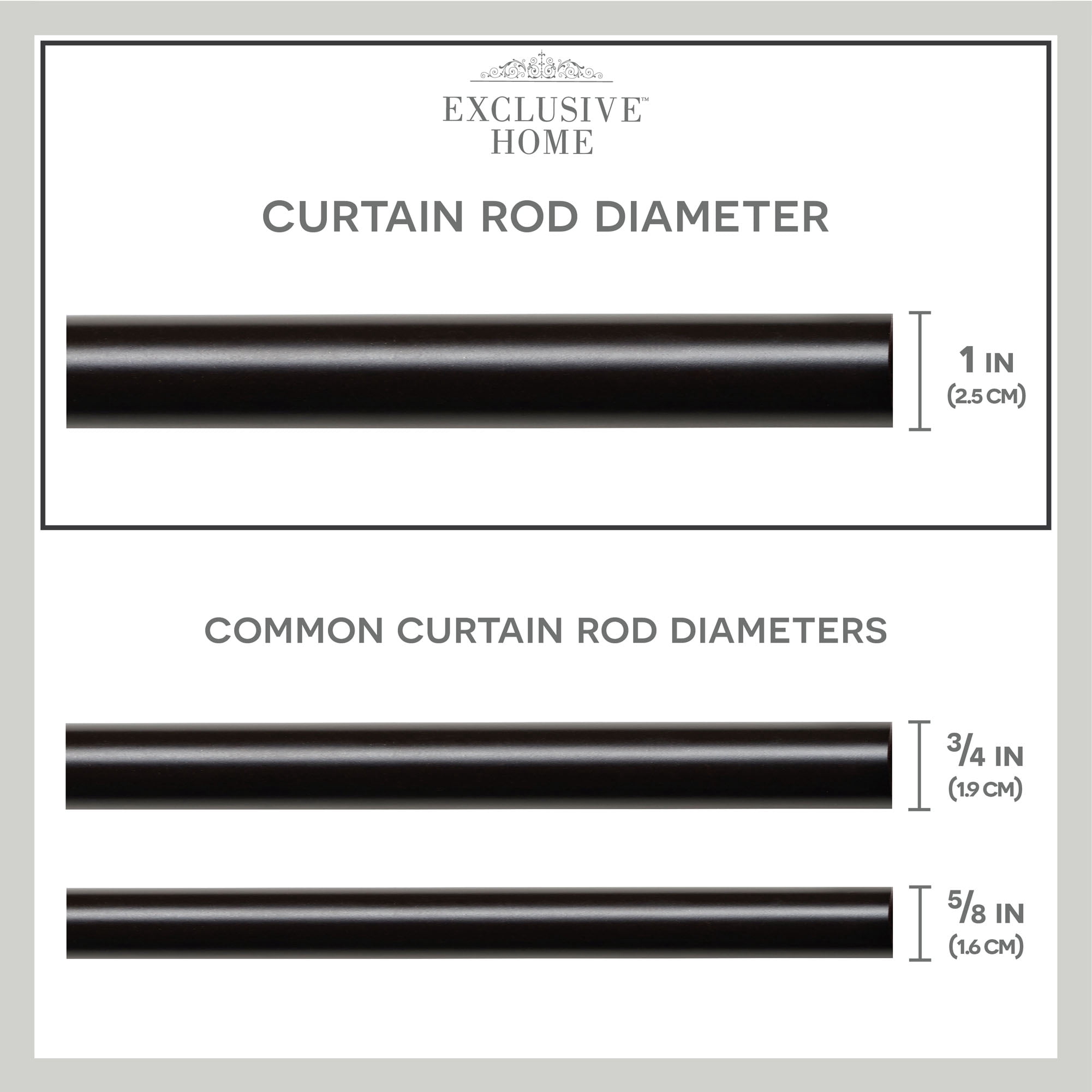 Exclusive Home Sphere 1" Curtain Rod and Finial Set, Matte Bronze, Adjustable 66"-120"