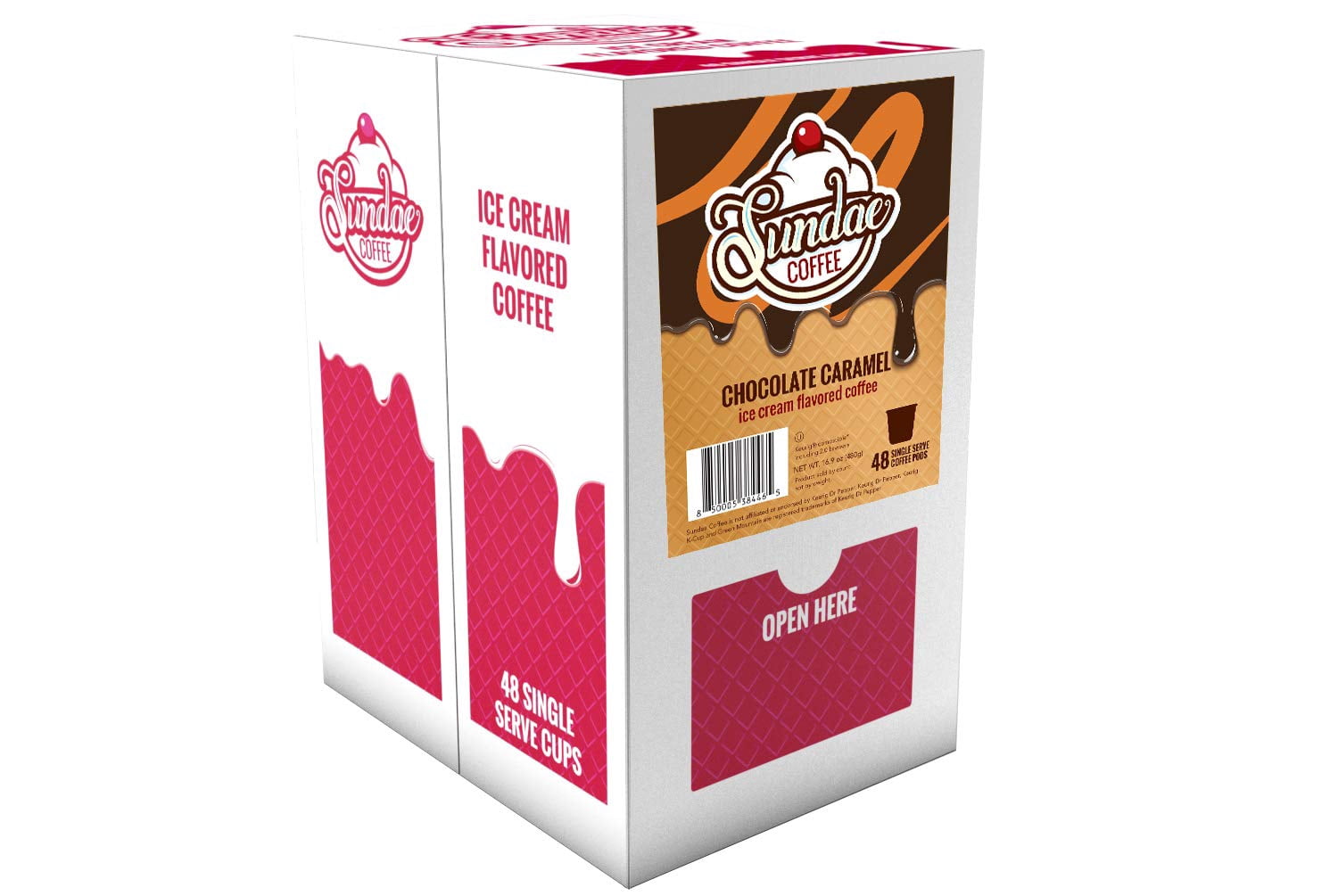 Sundae Ice Cream Flavored Coffee Pods Compatible with Keurig 2.0, Chocolate Caramel 48 Count