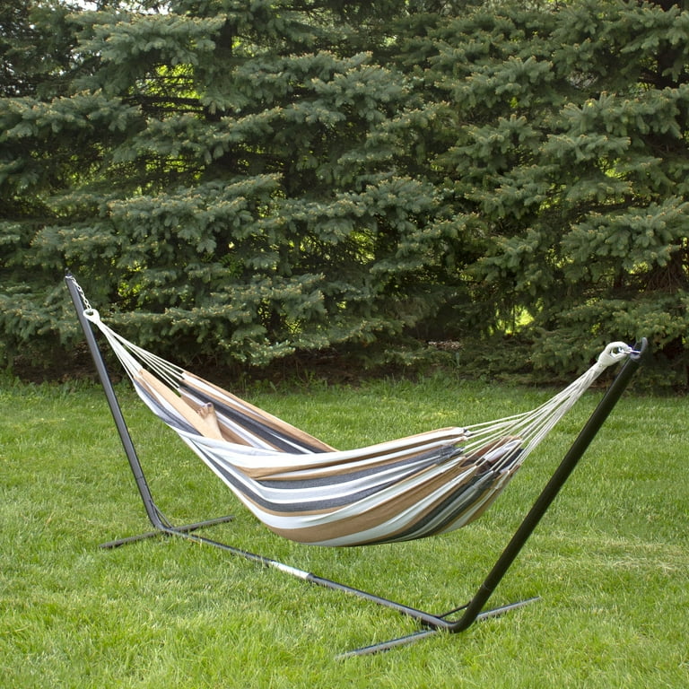 Northlight Striped Cotton Two Person Double Brazilian Hammock 73 x 58.5 Black and Brown Walmart
