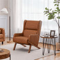 thumbnail image 3 of Renwick High Back PU Leather Upholstered Accent Chair for Home Office, Brown, 3 of 11