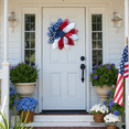 thumbnail image 4 of Rustic Burlap Patriotic 22" Wreath, American Flag Style 4th of July Front Door Home Decor, 4 of 6