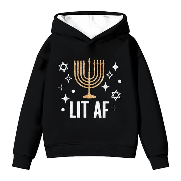 Girls' Hoodies Graphic Print Cozy Hooded Long Sleeve Pullover Top Casual Wear Girls Sweatshirts Black 2 Years-3 Years