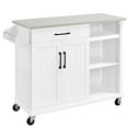 Topeakmart Movable Kitchen Cart, Stainless Steel Top, Storage Island on