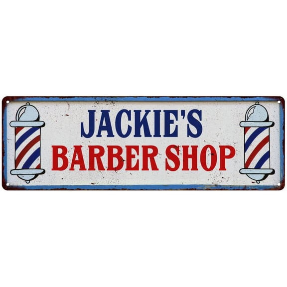 JACKIE'S Barber Shop Hair Salon Gift Metal Sign Retro 6x18 206180031228