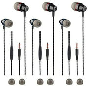 3 Packs Earbud Headphones with Remote & Microphone, findTop in Ear Earphone Brass Sound Noise Isolating Tangle Free