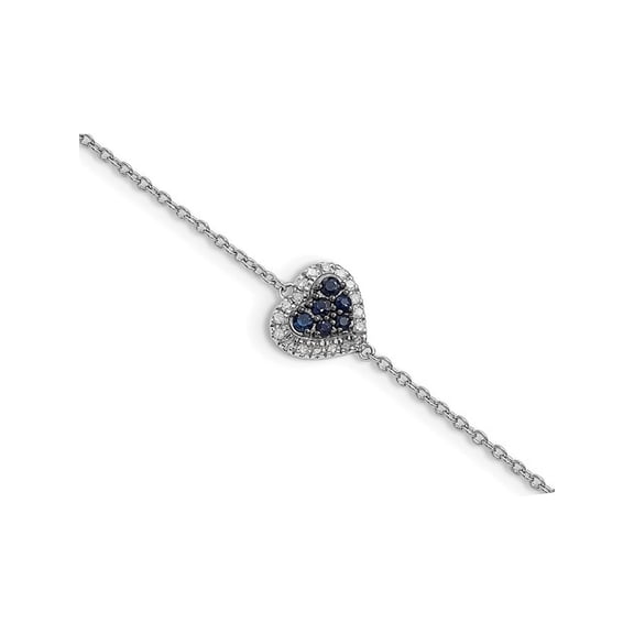 1/8 Carat (Ctw) Blue Sapphire and Diamond Heart Bracelet in Sterling Silver  (7 inches)
