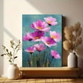 thumbnail image 6 of Vibrant Pink Poppy Field Canvas Boho Wildflower Ready To Hang Living Wall Decor, 6 of 8