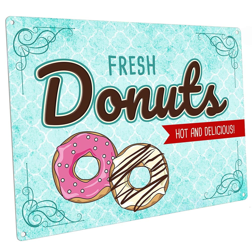 Fresh Donuts 9"x12" Metal Sign, Wall Decor for Kitchen and Dinning Room