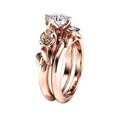 thumbnail image 2 of opvise 2Pcs Fashion Rose Flower Rings Set Rhinestone Women Party Engagement Jewelry Rose Gold, 2 of 7