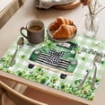 thumbnail image 3 of St. Patrick's Day Placemats Set of 12 Green Truck Leaf Flowers Butterfly Plaid Place Mats Indoor Wipeable Table Mats Washable Dining Table Placemats for Kitchen Holiday Party Home Decor 13x19 Inch, 3 of 9
