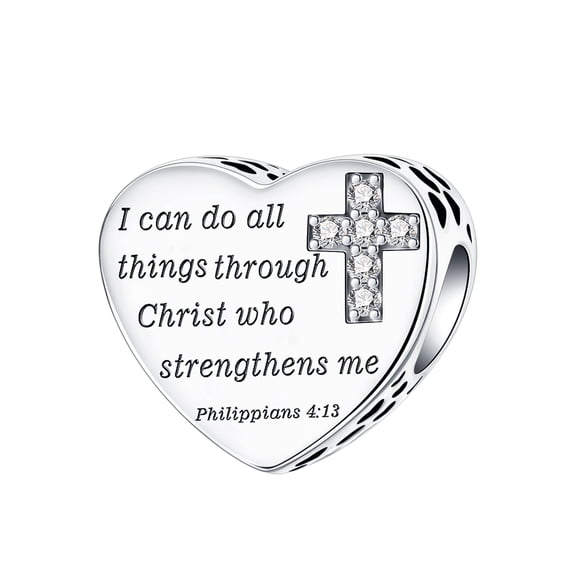 ARVALILS Heart Charm Pendant - 925 Sterling Silver with Engraving, CZ Cross & Sparkling Cubic Zirconia, Versatile Charm for Bracelets & Necklaces, Women's Birthday Gift