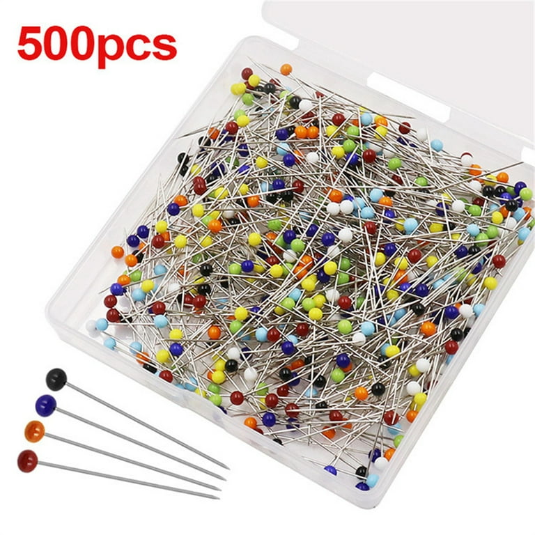 500pcs 4mm Colored Sewing Pin Glass Head Bead Needle Fixed Manual  Accessories