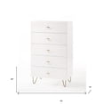 thumbnail image 3 of HomeRoots 30" White Manufactured Wood Five Drawer Chest, 3 of 7
