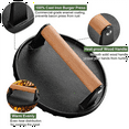thumbnail image 2 of Burger 7Inch Round Cast Iron Smash Bacon Meat Steak with Wood Handle for Griddle, Sandwich, Nonstick Pan, 2 of 5