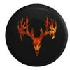 Deer Antlers Skull Flames Fire Hunting Spare Tire Cover for Jeep RV 32 Inch