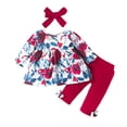 thumbnail image 1 of Vestido Para Niñas, Ropa Para Niñas Pequeñas, Ropa Para Niños Pequeños, Camisa Floral De Manga Larga, Pantalones Con Lazo, Pantalones Con Diadema, Traje Rojo Odeerbi LM103-4704, 1 of 9