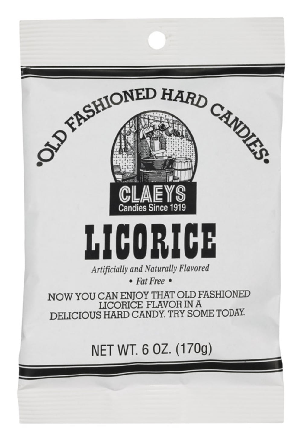 (6 pack) Claeys Old Fashioned Licorice Hard Candy 6oz