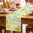 thumbnail image 5 of Watercolor Lemons Table Runner 72 Inches, Summer Blue Yellow Buffalo Plaid Bed Runner Dresser Scarves Tabletop for Indoor Outdoor Parties/Ceremony/Banquet, 16" x 72", 5 of 9