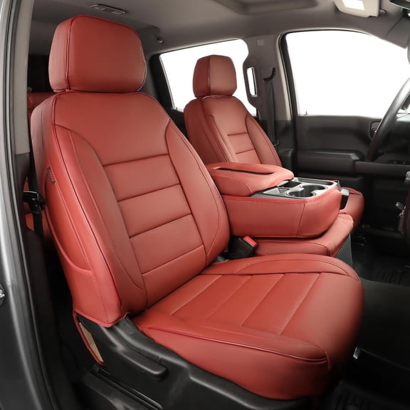 EKR Silverado Seat Covers Custom Fit for 2014-2018 Chevrolet Silverado 1500 Double Cab WT/LS & 2015-2019 HD 2500/3500 Double Cab WT , Rear Seat without Armrest ,Full set (Burgundy)