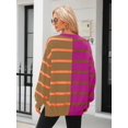 thumbnail image 4 of ORUYROP Pull à Rayures pour Femmes Col Rond Manches Longues Tricoté Bloc de Couleur Décontracté Ample Léger pour Femmes, Orange, Moyen, 4 of 5