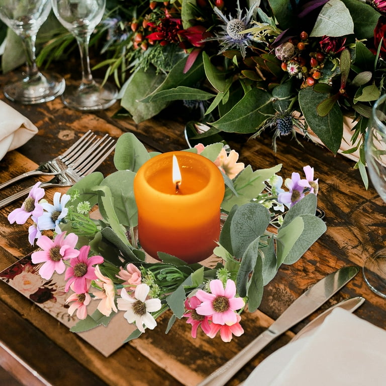 Floral taper candle rings best sale