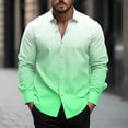 thumbnail image 2 of Wyobmus Mens Dress Shirt Long Sleeve Button Down Shirt Casual Regular Fit Turndown Collar GradienT-Shirts C-Green, 2 of 5