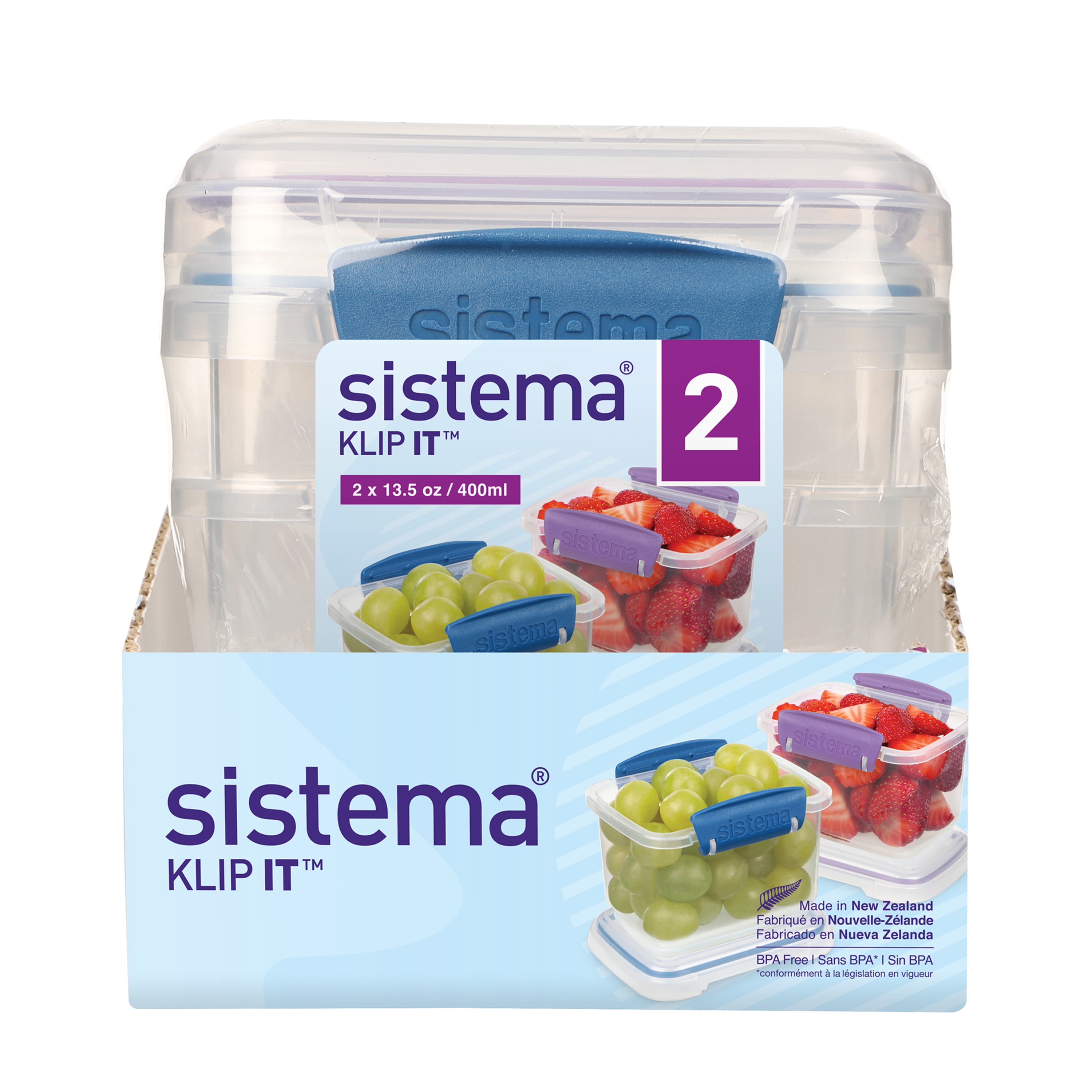 Sistema 1600 Rectangular Klip It Food Container, Clear, 33 oz