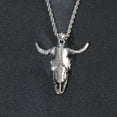 thumbnail image 2 of Fashion Vintage Animal Skull 14K White Gold Necklace Cow Head Pendant For Men Unique Amulet Jewelry Gift, 2 of 8