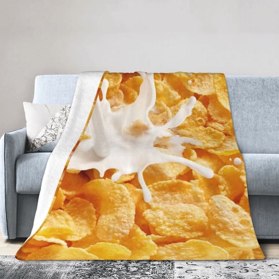 Breakfast Cereal Blanket Soft Fleece Blanket Cozy Throw For Couch Bed Living Room Decoration 40"X30"