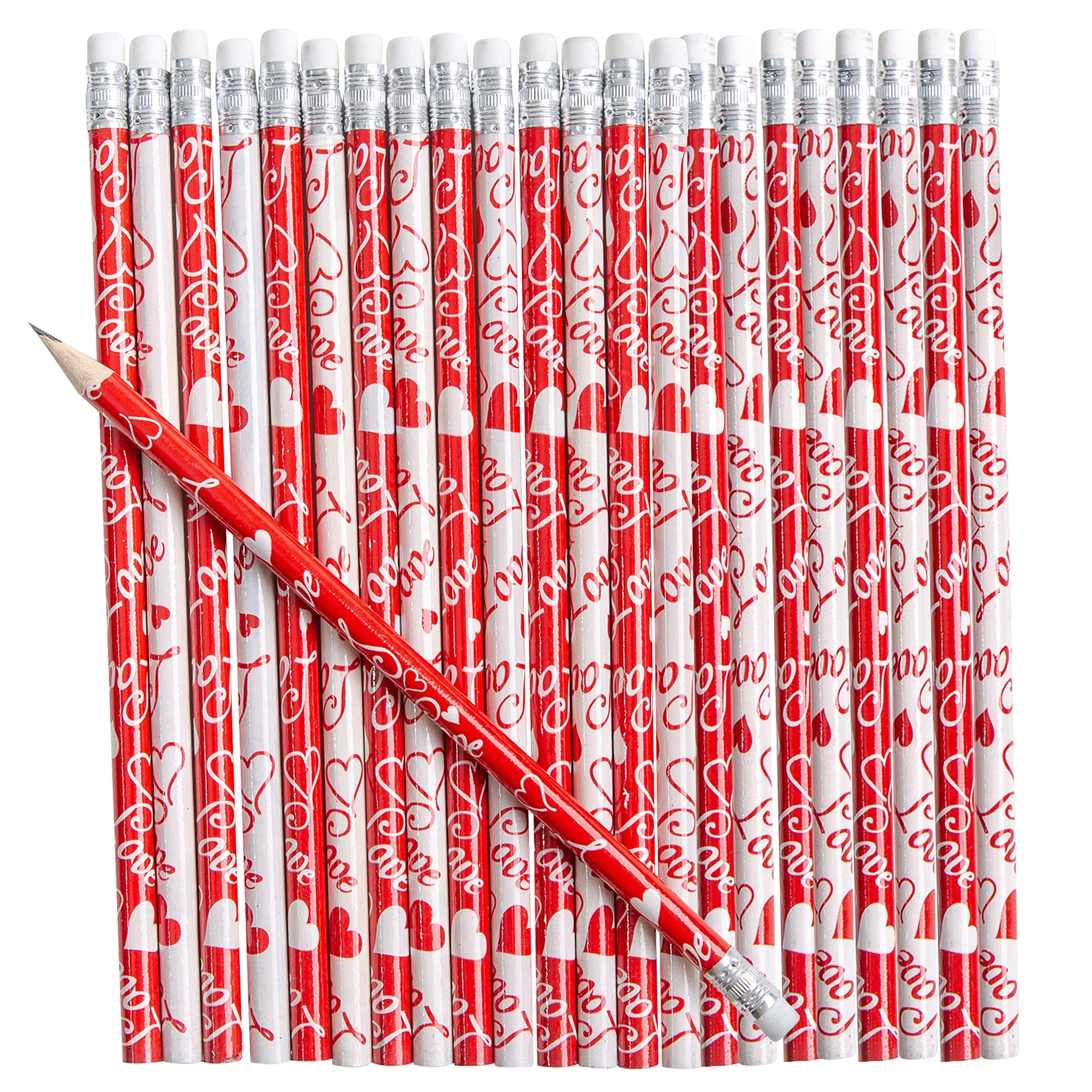 24 Valentine's Day Themed Holiday Pencils Bundle Pack