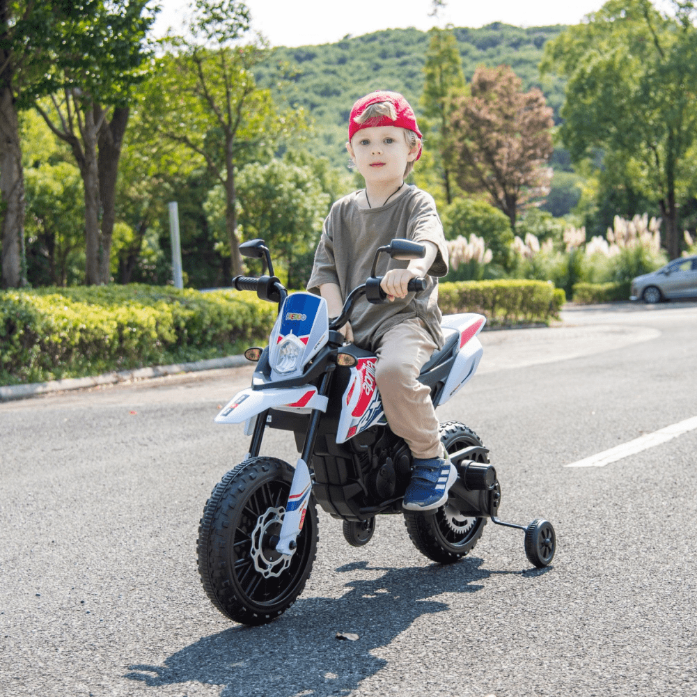 WERSEON Kids Motorcycle 12V, Licensed Aprilia Electric Ride on Motorbike for Toddlers Ages 3-6, Powered Ride on Toy w/ Training Wheels, Blue